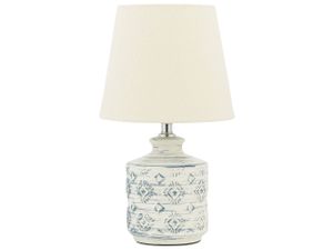 BELIANI Tischlampe Beige Keramik 35 cm Stoffschirm Lampenfuß mit Muster Vasenform Kabel mit Schalter Retro-Stil