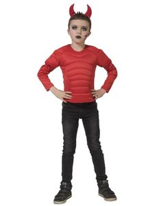 Teufelskostüm Shirt Teufel Kostüm Satan Jungen Muskelshirt Halloween Karneval 164