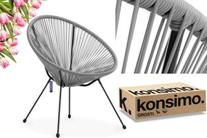 Konsimo Zahradní židle "GROSTI", světle šedá, syntetický ratan/ocel s práškovým nástřikem, skandinávská, 69x80x68 cm
