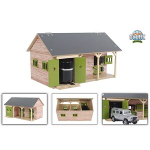 Kids Globe Pferdestall mit 2 Boxen und Schuppen 1:32 34x22x19cm