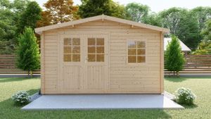 Finn Art  28 mm Gartenhaus aus Holz mit Satteldach Schweden 19, mit 18 mm Fußboden, Schindel rechteckig rot