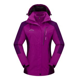 ASKSA Damen 3 in 1 Skijacke mit Fleece Warm Abnehmbar Doppeljacke Wasserdicht Winddicht,Violett 3xl