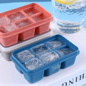 3 Stück 6-Würfel Eiswürfelform Eiswürfelbehälter, Eiswürfel Form - Eiswuerfelbehaelter mit Deckel Silikon Eiswürfelschalen