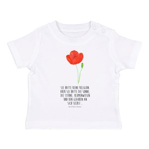 Mr. & Mrs. Panda 0. - 6. Monat Organic Baby Shirt Blume Mohnblume - Weiß - Geschenk, Räubertochter, Motivation, Frühlings Deko, Blumen Deko, Blumen, Baby T-Shirt