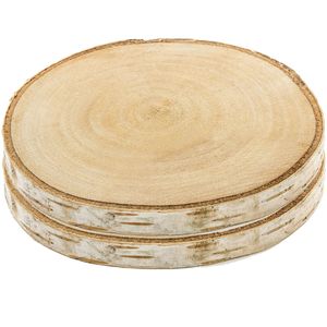 PartyDeco Untersetzer aus Holz, Durchmesser 10-12cm, Dekoration, Holz, Holz, Monochromatisch, Tisch, Rund