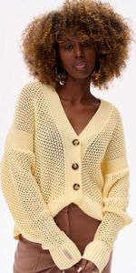 blue shadow Balli Damen Strickjacke Milchig Gelb 36/38 blue shadow Balli Damen Strickjacke Milchig Gelb 36/38