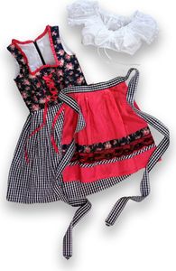 Dirndl 3 tlg. Set Trachtenkleid Bluse Schürze Damen 36 bis 44 Kleid , Größe:36