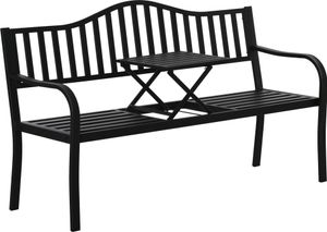 Outsunny Gartenbank mit ausziehbarem Tisch für 2 Personen Parkbank aus Metall Outsunny Gartenbank mit ausziehbarem Tisch für 2 Personen Parkbank aus Metall