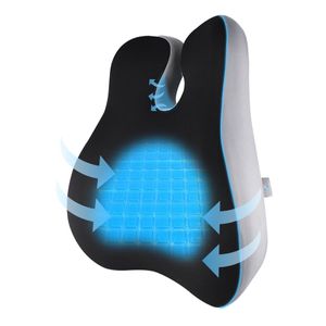 Fleau Home Rückenkissen für den unteren Rücken - Sitzkissen - Unterstützendes ergonomisches Lendenkissen - Rückenstütze - Coolgel - Memory Foam - Waschbar