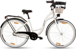 Goetze Style 28 | 18 Zoll ALU City Bike Damen Fahrrad, 3-Gang Nabenschaltung mit Rücktritt, Korb inkl.