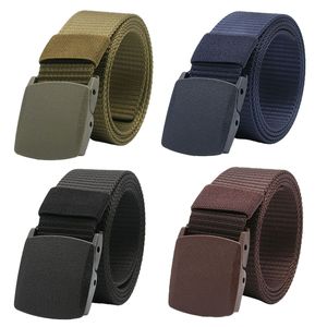 4ks Nylon Fabric Belt Pánské džíny Belt 3,8 cm široký pánský pás s automatickou posuvnou sponou Belt Buckle