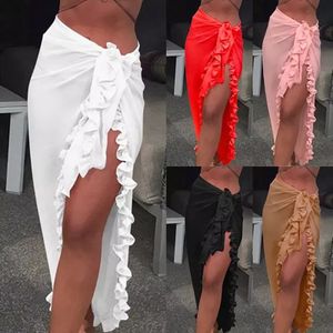 Frauen Bikini Cover Up Bademode Kleid Dame Wrap Sheer Rock Rüschen Sarong Strand.Schwarz Frauen Bikini Cover Up Bademode Kleid Dame Wrap Sheer Rock Rüschen Sarong Strand.Schwarz