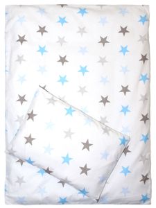 4tlg Kinderwagenset Baby Bettwäsche für Kinderwagen Bezüge Decke Kissen 14. Star Blau
