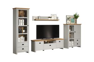 trendteam Wohnwand 4-teilig Landside Vitrine Wandboard TV-Lowboard Highboard