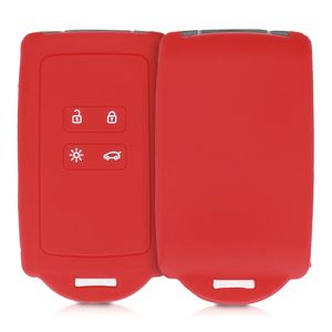 kwmobile Autoschlüssel Hülle kompatibel mit Renault 4-Tasten Smartkey Autoschlüssel (nur Keyless Go) - Silikon Schutzhülle Schlüsselhülle Cover in Rot