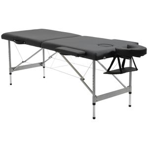 HOMCOM Massageliege klappbar, Massagetisch, 7 Zonen höhenverstellbarer Massagebank, Massagebett max. 130 kg Belastbar, für Spa, Salon, Kunstleder, Schwarz