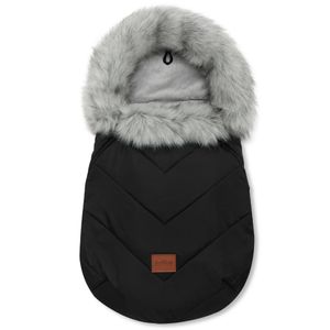 Bellochi Black Footbag kočíka Zimná univerzálna notná taška Buggy Winter -  certifikovaná - útulný teplý zimný kočík so zipsom a kožušinou - x -black