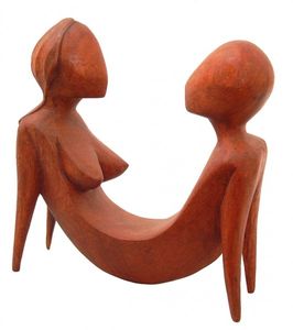 Abstrakte Schnitzerei aus Soar-Holz - Holz-Skulptur 20 cm