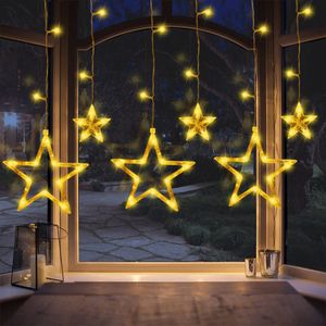12 Sterne Warmweiß LED Weihnachtsbeleuchtung lichternetze Lichterkette Weihnachten Sternenvorhang Lichterschlauch