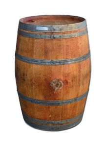 Weinfass aus Eichenholz als Stehtisch - geölt mit Leinöl - 225 Liter / Höhe ca. 95cm