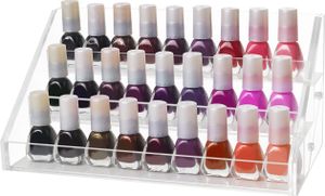Kurtzy 3-Stufige Nagellack Aufbewahrung Regal Organizer - Acryl Box L23,5x B12,5x H11,5cm Hält bis zu 30 Standard-Größen Nagellack - Acryl Display auf