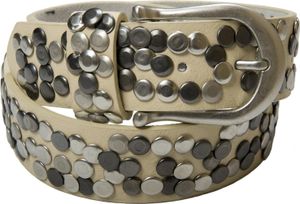 styleBREAKER Damen Nietengürtel mit unterschiedlichen Nieten, Kunstleder Gürtel Einfarbig, Damengürtel kürzbar 03010008