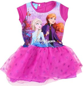 Disney Frozen - Kinder - Sommerkleid - mit Tüll - Fuchsia - Größe 122/128