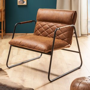 Retro Lounge Design Sessel MUSTANG LOUNGER antik hellbraun mit Ziersteppung