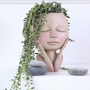 Blumentopf Menschlicher Kopf Design Sukkulenten Blumentopf mit Drainageloch Pflanzen dekorativer moderner Kopf Pflanzgefäß Kreativer menschlicher Gesicht Vase
