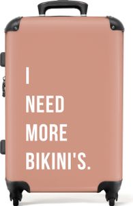 NoBoringSuitcases.com® Großer Koffer - Ich brauche mehr Bikinis - Pink - Zitat - Kombinationsschloss TSA - Hartschalen Trolley 4 Rollen - 72 liter - Reisekoffer - 66 cmKoffer Mittelgroß 67x43x25 cm, 72L,