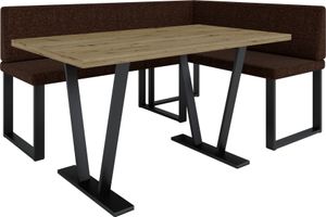 Eckbank AKIKO METAL mit Tisch 196x142 rechts - Eckbankgruppe für Ihrem Esszimmer, Küche modern, Sitzecke, Essecke. Perfekt für Küche, Büro und Rezeption
