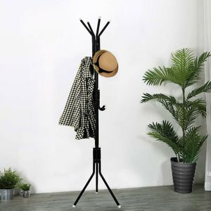 Garderobenständer Kleiderständer Standgarderobe Garderobe lackiert Metall - Schwarz