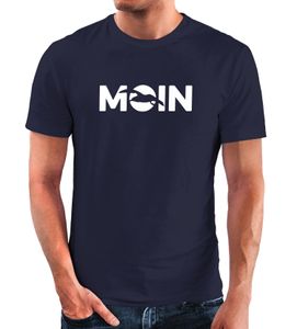Herren T-Shirt Moin Möwe Hamburg Nordisch Norden Dialekt Guten Morgen Fun-Shirt Spruch lustig Moonworks® navy 4XL