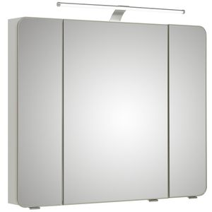 Badezimmer Spiegelschrank FES-4005-66 Korpus Lack Polarweiß, inkl. Steckdose & LED - B/H/T: 90/72/17cm