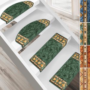 Stufenmatte Rügen Stufenteppich pflegeleicht & strapazierfähig für Innen Grün Halbrund