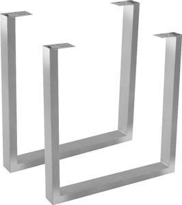 Tischgestell 2er Set Roheisen lackiert Kufengestell Industrial-Design silber U-Form