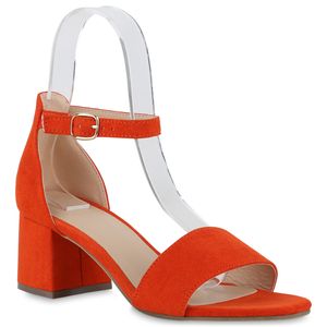 Giralin Damen Klassische Sandaletten Blockabsatz Schuhe 837601, Farbe: Orange Velours, Größe: 39