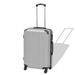 vidaXL Vierteiliges Hartschalen-Trolley-Set Silber