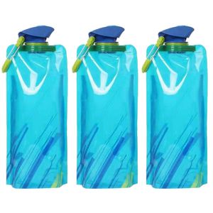 700ML Faltbare Wasserflaschen Set von 3 Trinkflasche Flasche Beutel (Blau)