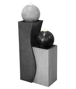 Dehner Gartenbrunnen Ying Yang mit LED Beleuchtung, ca. 94 x 41.5 x 24 cm, Polyresin, grau