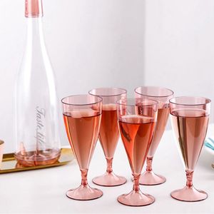 5er 160ml Rosa Kunststoff Weingläser set Cocktailgläser Champagnerglas für Schwimmbad Party Cocktail-Becher mit Weinflasche