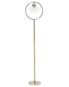 BELIANI Stehlampe Gold Metall 165 cm Lampenschirm Glas Kreisform Kabel mit Schalter Retro Design