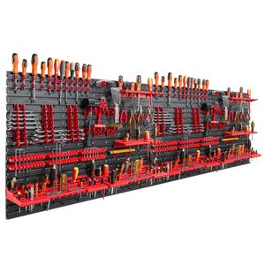 Werkzeughalter Werkzeugwand 230x78 cm Werkstattregal Kunststoff Werkstatt rot
