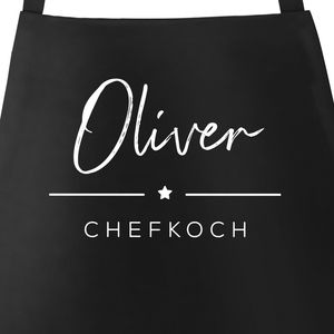 Küchen-Schürze mit Namen individualisierbar Chefkoch Stern Kochschürze Männer personalisierte Geschenke SpecialMe® schwarz unisize