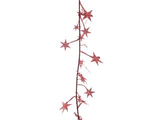 Drahtgirlande Sterne mit Glitzer 16mm, 2.7 Meter, Farbe:rot
