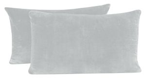 2er Pack Kissenbezug Kissenhülle Teddy Plüsch Uni kuschelig flauschig warm weich, Größe:40x80 cm, Farbe:grau