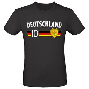 WM EM Fan Shirt Deutschland Europameisterschaft 100% Baumwolle T-Shirt Rundhals Fanartikel Alle Größen Herren Damen Fan-Shirt , Größe wählen:L, Land wählen:Deutschland - schwarz weiß
