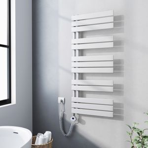 Meykoers Heizkörper mit Elektrisch Thermostat Badheizkörper, Weiß 120x50cm Handtuchwärmer mit 600W Heizstab für Bad Handtuchtrocknung und Heizung