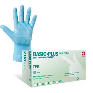 Schutzhandschuhe, TPE Handschuhe, blau, puderfrei, 200 Stück, Basic Plus Revolution