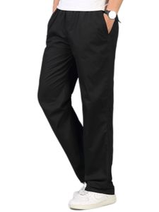 Stoffhosen Herren Reißverschluss Taschen Hosen Fitness Gerade Beinhosen Ausgestattet Elastische Taillenböden ,Farbe: Schwarz ,Größe: Xl